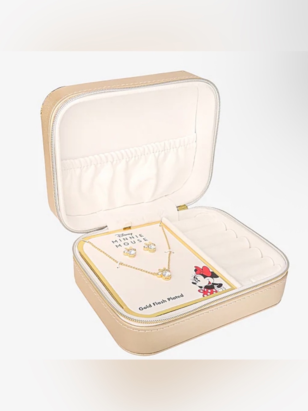 Disney Minnie Mouse Jewelry Travel Case w/ Earring and Pendant Necklace Set